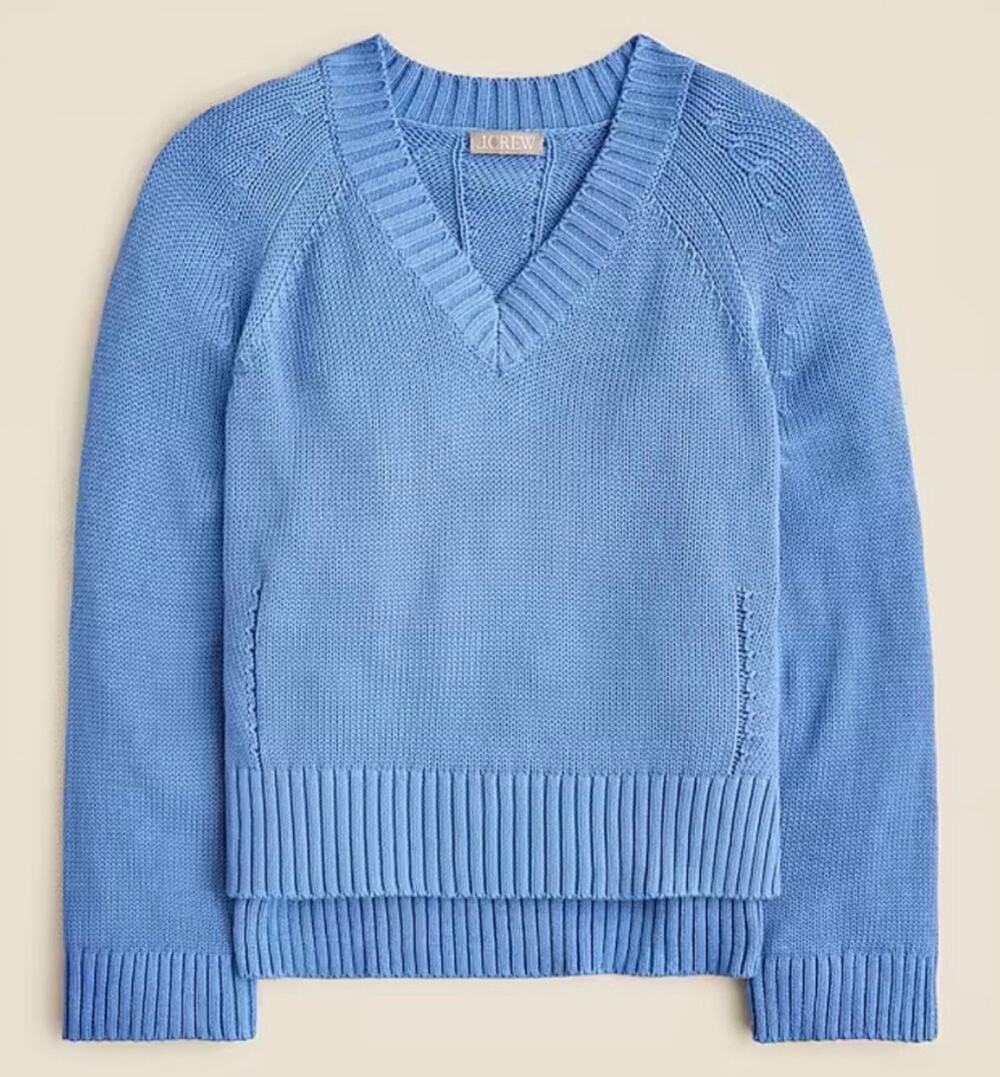 J.Crew Heritage cotton V-neck sweater thick ribbed trim, size large, CJ906